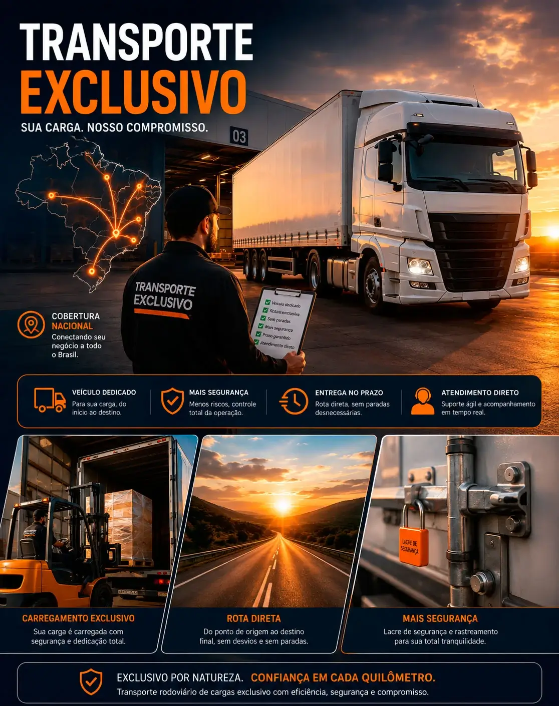 Transporte exclusivo de cargas com veículo dedicado da Transforte Logística